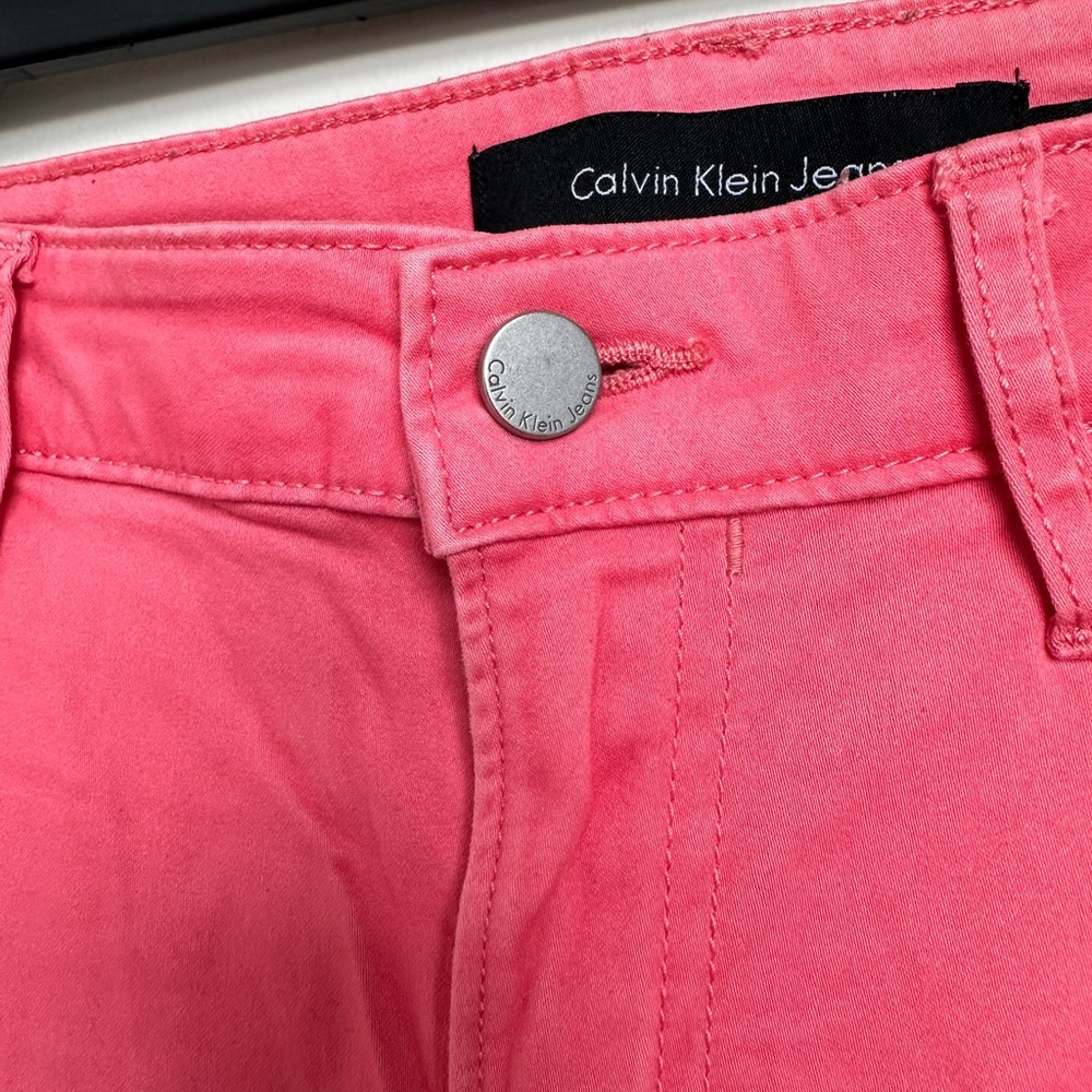 Calvin Klein Coral Pink Skinny Pants | Mid Rise Stretch Slim Fit | Sz 8 - Picture 3 of 14